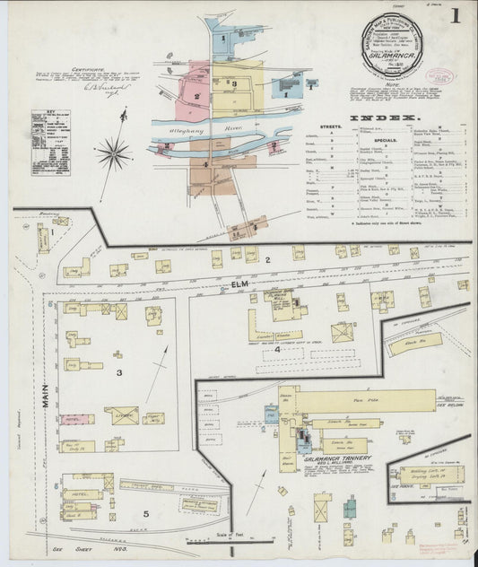 Sanborn Fire Insurance Map from Salamanca, Cattaraugus County, New York (1888), Sheet #0001 - Complete Map Set gallery image, historic Sanborn map, vintage wall art, New York New York