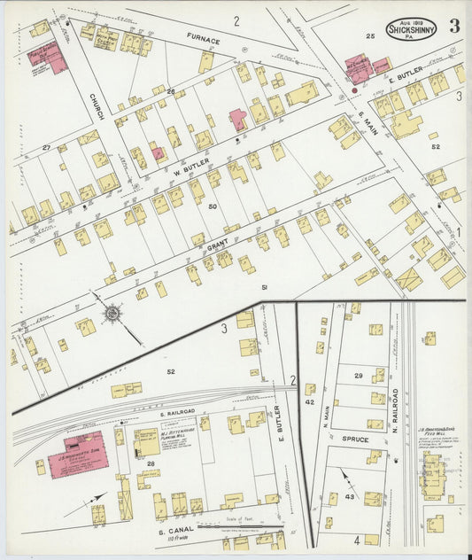 Sanborn Fire Insurance Map from Shickshinny, Luzerne County, Pennsylvania (1919), Sheet #0003 - Historic Sanborn Fire Insurance Map Print, vintage old map wall art, antique decor, genealogy gift, Pennsylvania Pennsylvania map