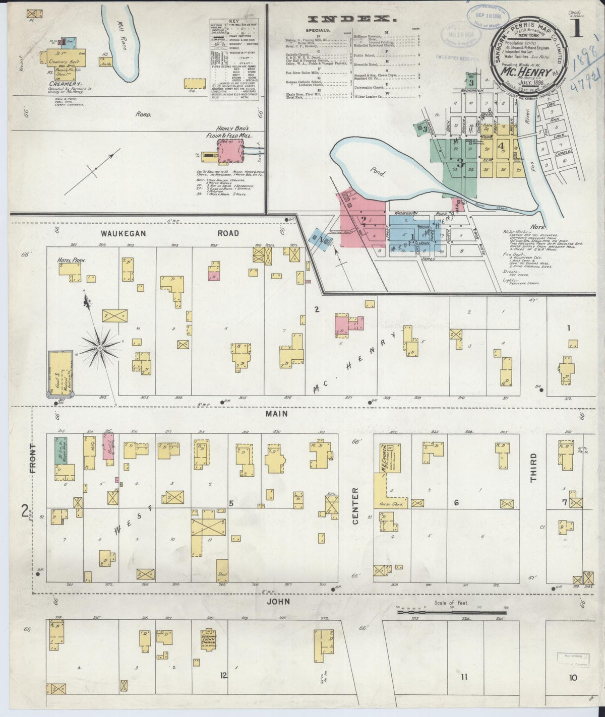 Sanborn Fire Insurance Map from McHenry, McHenry County, Illinois (1898), Sheet #0001 - Complete Map Set gallery image, historic Sanborn map, vintage wall art, Illinois Illinois