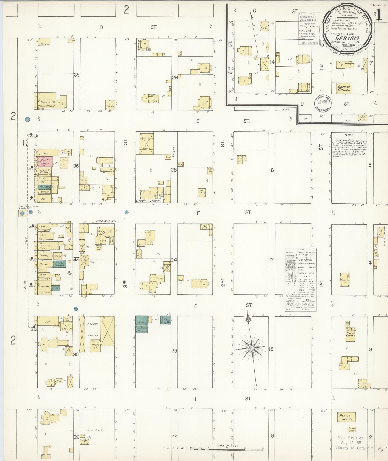 Sanborn Fire Insurance Map from Gervais, Marion County, Oregon. (1900) – Historic Sanborn Fire Insurance Map Print