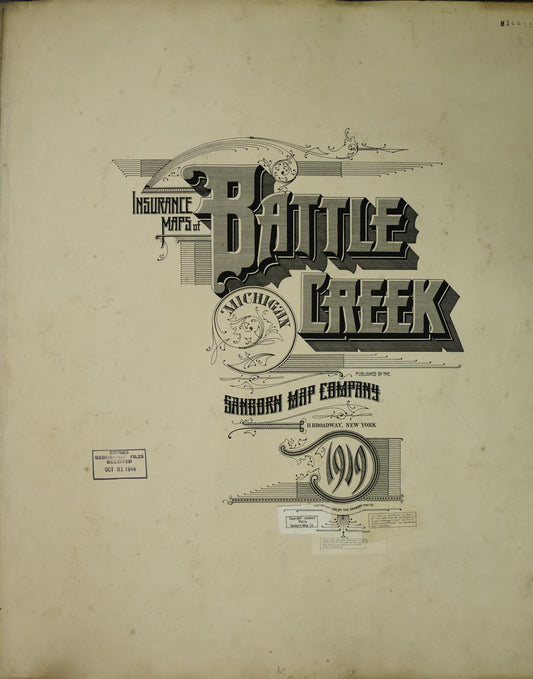 Sanborn Fire Insurance Map from Battle Creek, Calhoun County, Michigan. (1950) – Historic Sanborn Fire Insurance Map Print