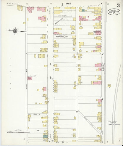 Sanborn Fire Insurance Map from Marietta, Lancaster County, Pennsylvania (1909), Sheet #0003 - Complete Map Set gallery image, historic Sanborn map, vintage wall art, Pennsylvania Pennsylvania