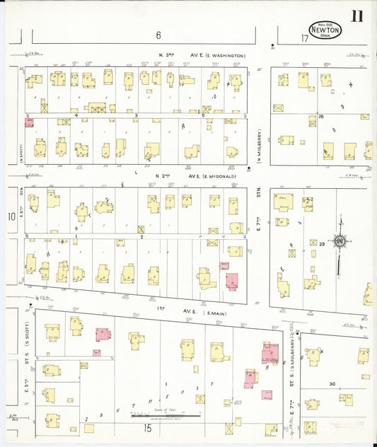 Sanborn Fire Insurance Map from Newton, Jasper County, Iowa (1918), Sheet #0011 - Historic Sanborn Fire Insurance Map Print, vintage old map wall art