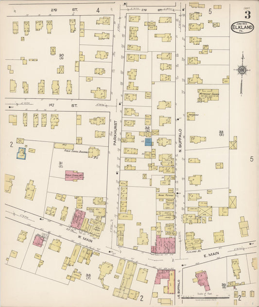 Sanborn Fire Insurance Map from Elkland, Tioga County, Pennsylvania (1922), Sheet #0003 - Historic Sanborn Fire Insurance Map Print, vintage old map wall art, antique decor, genealogy gift, Pennsylvania Pennsylvania map