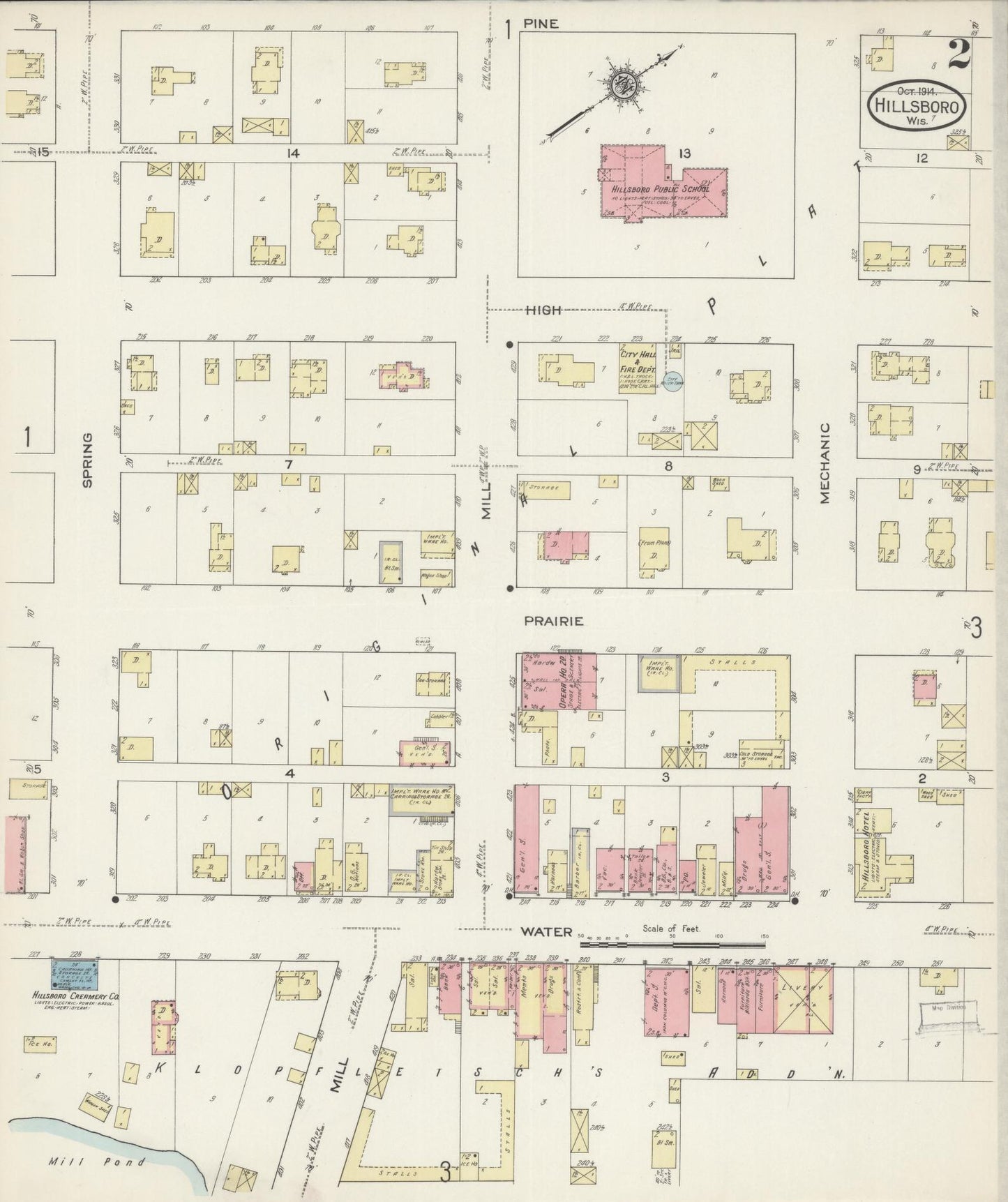 Sanborn Fire Insurance Map from Hillsboro, Vernon County, Wisconsin (1914), Sheet #0002 - Complete Map Set gallery image, historic Sanborn map, vintage wall art, Wisconsin Wisconsin