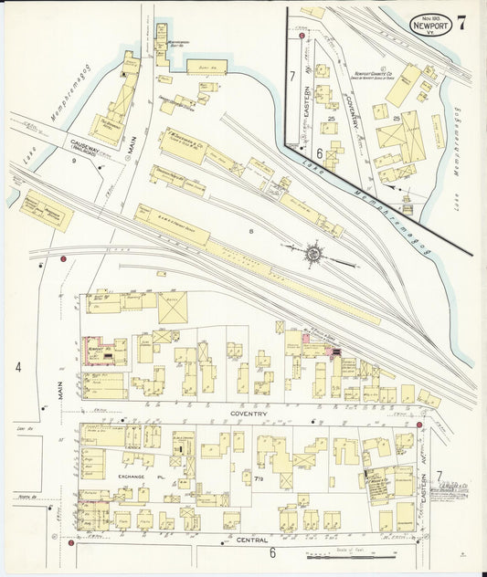 Sanborn Fire Insurance Map from Newport, Orleans County, Vermont (1913), Sheet #0007 - Historic Sanborn Fire Insurance Map Print, vintage old map wall art, antique decor, genealogy gift, Vermont Vermont map