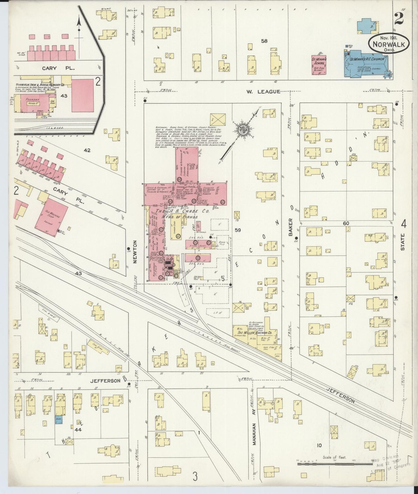 Sanborn Fire Insurance Map from Norwalk, Huron County, Ohio (1911), Sheet #0002 - Complete Map Set gallery image, historic Sanborn map, vintage wall art, Ohio Ohio