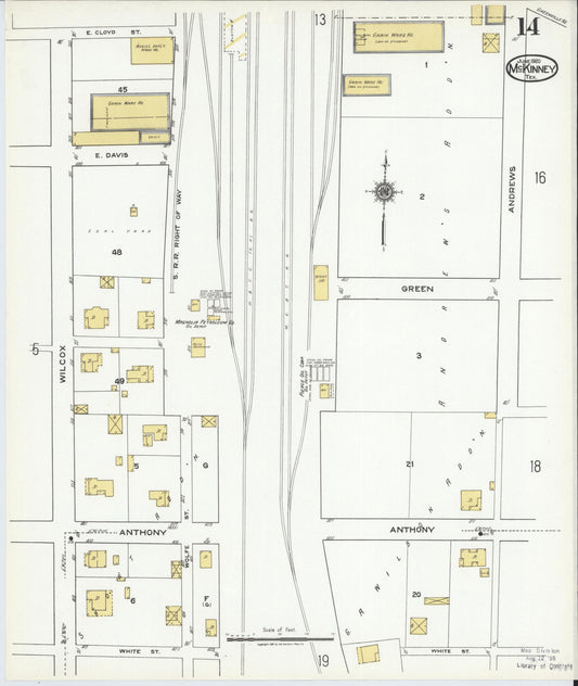 Sanborn Fire Insurance Map from McKinney, Collin County, Texas (1920), Sheet #0014 - Historic Sanborn Fire Insurance Map Print, vintage old map wall art, antique decor, genealogy gift, Texas Texas map