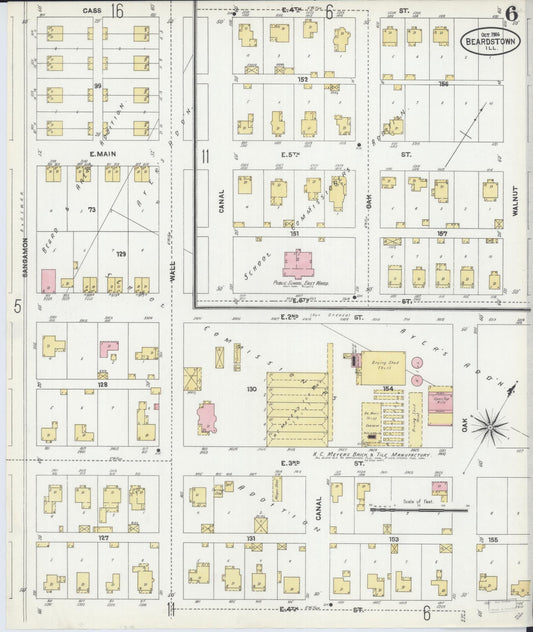 Sanborn Fire Insurance Map from Beardstown, Cass County, Illinois (1906), Sheet #0006 - Historic Sanborn Fire Insurance Map Print, vintage old map wall art, antique decor, genealogy gift, Illinois Illinois map