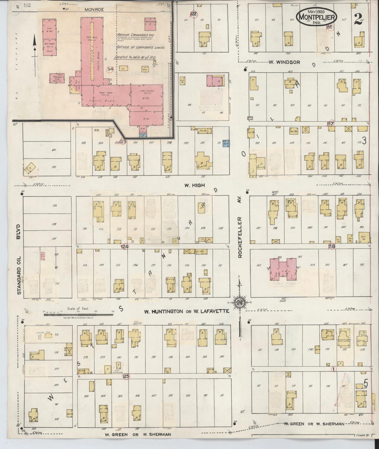 Sanborn Fire Insurance Map from Montpelier, Blackford County, Indiana (1941), Sheet #0002 - Historic Sanborn Fire Insurance Map Print, vintage old map wall art, antique decor, genealogy gift, Indiana Indiana map