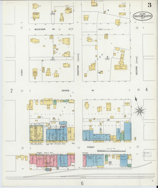 Sanborn Fire Insurance Map from South McAlester, Pittsburg County, Oklahoma (1898), Sheet #0003 - Historic Sanborn Fire Insurance Map Print, vintage old map wall art, antique decor, genealogy gift, Oklahoma Oklahoma map