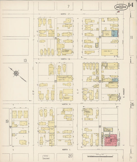 Sanborn Fire Insurance Map from Aberdeen, Grays Harbor County, Washington (1914), Sheet #0014 - Historic Sanborn Fire Insurance Map Print, vintage old map wall art, antique decor, genealogy gift, Washington Washington map