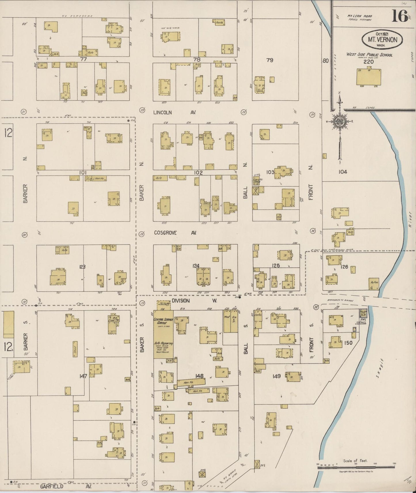 Sanborn Fire Insurance Map from Mount Vernon, Skagit County, Washington (1921), Sheet #0016 - Complete Map Set gallery image, historic Sanborn map, vintage wall art, Washington Washington