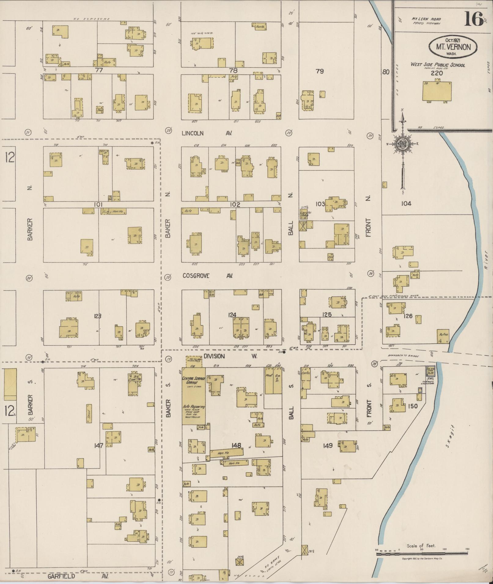 Sanborn Fire Insurance Map from Mount Vernon, Skagit County, Washington (1921), Sheet #0016 - Complete Map Set gallery image, historic Sanborn map, vintage wall art, Washington Washington