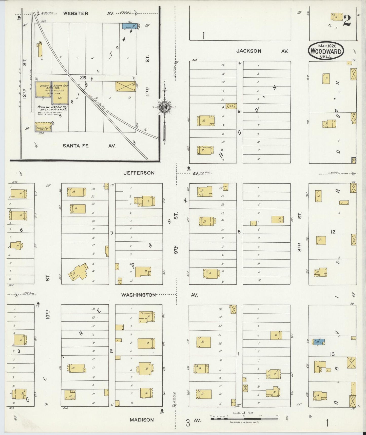 Sanborn Fire Insurance Map from Woodward, Woodward County, Oklahoma (1930), Sheet #0002 - Complete Map Set gallery image, historic Sanborn map, vintage wall art, Oklahoma Oklahoma