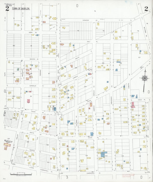 Sanborn Fire Insurance Map from Copiague, Suffolk County, New York (1948), Sheet #0002 - Historic Sanborn Fire Insurance Map Print, vintage old map wall art, antique decor, genealogy gift, New York New York map