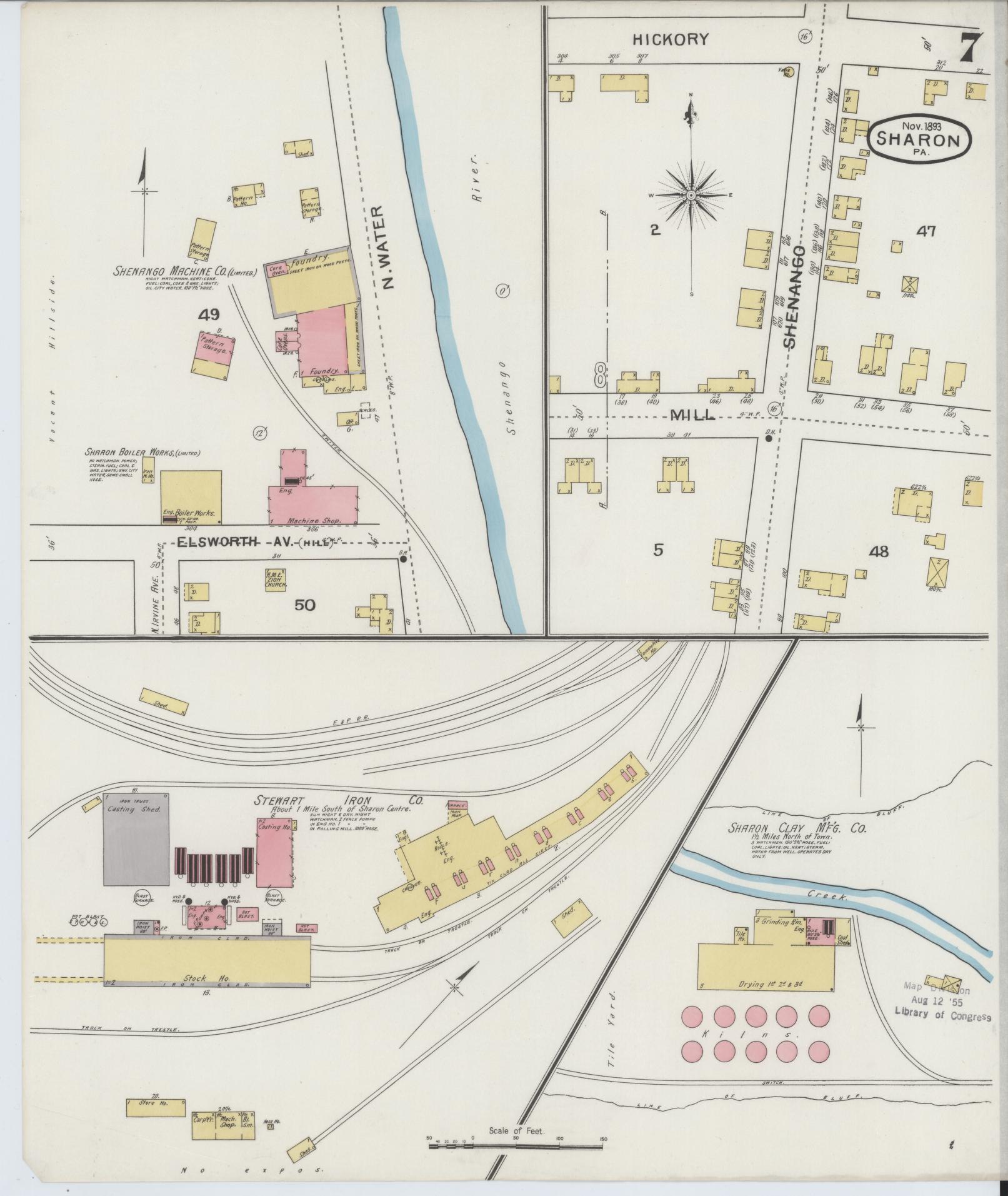 Sanborn Fire Insurance Map from Sharon, Mercer County, Pennsylvania (1893), Sheet #0007 - Complete Map Set gallery image, historic Sanborn map, vintage wall art, Pennsylvania Pennsylvania