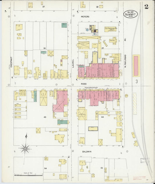 Sanborn Fire Insurance Map from Summit, Pike County, Mississippi (1907), Sheet #0002 - Historic Sanborn Fire Insurance Map Print, vintage old map wall art, antique decor, genealogy gift, Mississippi Mississippi map