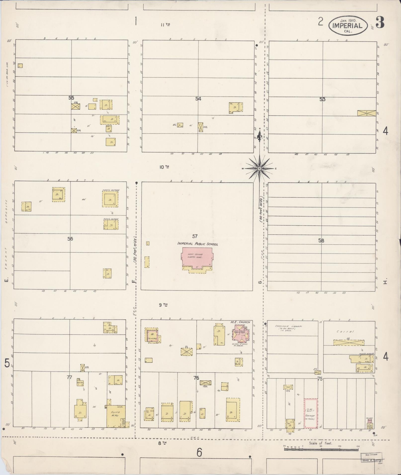 Sanborn Fire Insurance Map from Imperial, Imperial County, California (1910), Sheet #0003 - Historic Sanborn Fire Insurance Map Print, vintage old map wall art, antique decor, genealogy gift, California California map