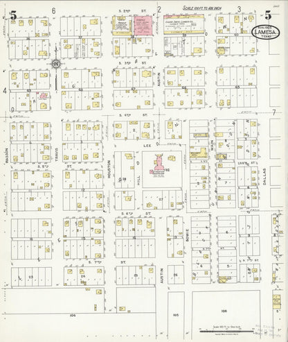 Sanborn Fire Insurance Map from Lamesa, Dawson County, Texas (1925), Sheet #0005 - Complete Map Set gallery image, historic Sanborn map, vintage wall art, Texas Texas