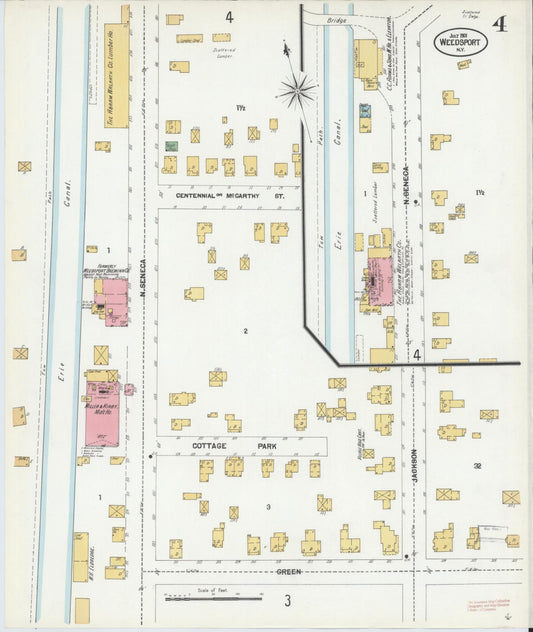 Sanborn Fire Insurance Map from Weedsport, Cayuga County, New York (1901), Sheet #0004 - Historic Sanborn Fire Insurance Map Print, vintage old map wall art, antique decor, genealogy gift, New York New York map