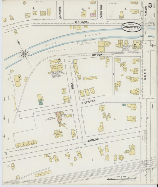 Sanborn Fire Insurance Map from Canastota, Madison County, New York (1890), Sheet #0005 - Historic Sanborn Fire Insurance Map Print, vintage old map wall art, antique decor, genealogy gift, New York New York map