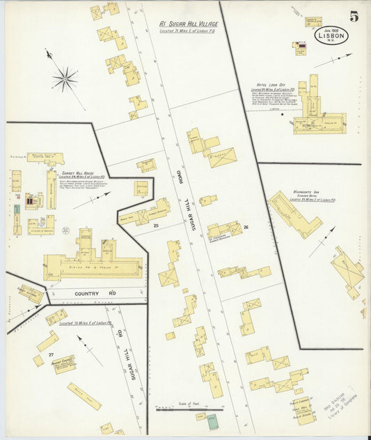 Sanborn Fire Insurance Map from Lisbon, Grafton County, New Hampshire (1909), Sheet #0005 - Historic Sanborn Fire Insurance Map Print, vintage old map wall art, antique decor, genealogy gift, New Hampshire New Hampshire map