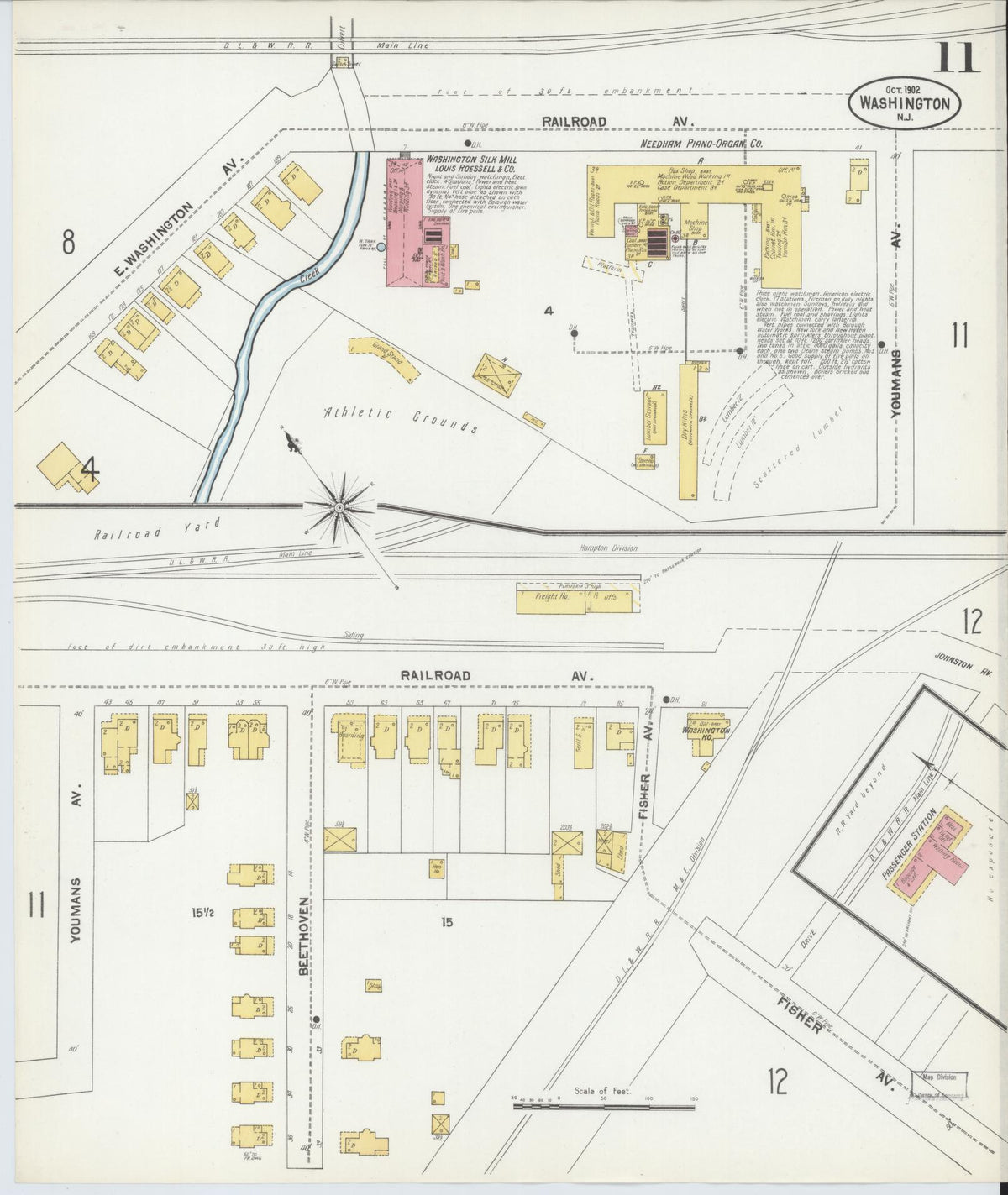 Sanborn Fire Insurance Map from Washington, Warren County, New Jersey (1902), Sheet #0011 - Complete Map Set gallery image, historic Sanborn map, vintage wall art, Washington Washington