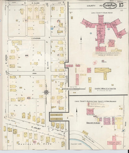 Sanborn Fire Insurance Map from Crown Point, Lake County, Indiana (1948), Sheet #0017 - Historic Sanborn Fire Insurance Map Print, vintage old map wall art, antique decor, genealogy gift, Indiana Indiana map