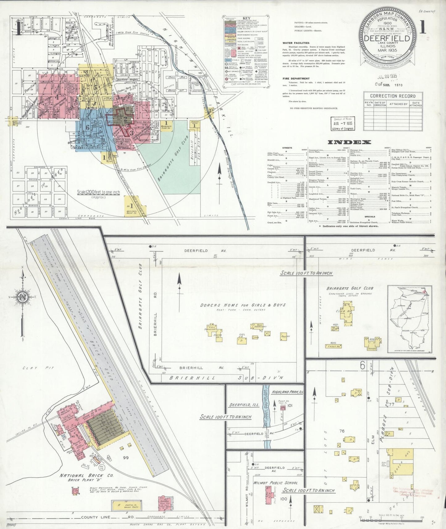 Sanborn Fire Insurance Map from Deerfield, Lake County, Illinois (1935), Sheet #0001 - Complete Map Set gallery image, historic Sanborn map, vintage wall art, Illinois Illinois
