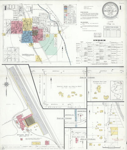 Sanborn Fire Insurance Map from Deerfield, Lake County, Illinois (1935), Sheet #0001 - Complete Map Set gallery image, historic Sanborn map, vintage wall art, Illinois Illinois