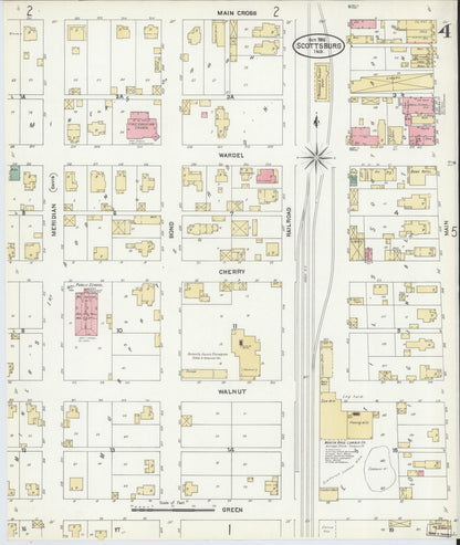 Sanborn Fire Insurance Map from Scottsburg, Scott County, Indiana (1906), Sheet #0004 - Historic Sanborn Fire Insurance Map Print, vintage old map wall art, antique decor, genealogy gift, Indiana Indiana map