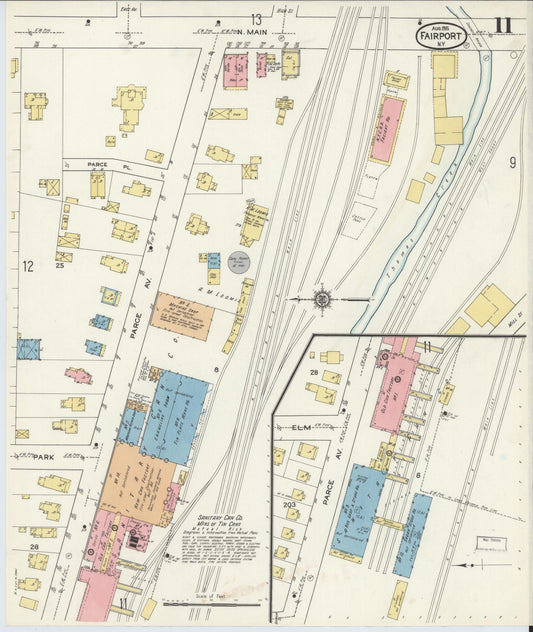 Sanborn Fire Insurance Map from Fairport, Monroe County, New York (1915), Sheet #0011 - Historic Sanborn Fire Insurance Map Print, vintage old map wall art, antique decor, genealogy gift, New York New York map