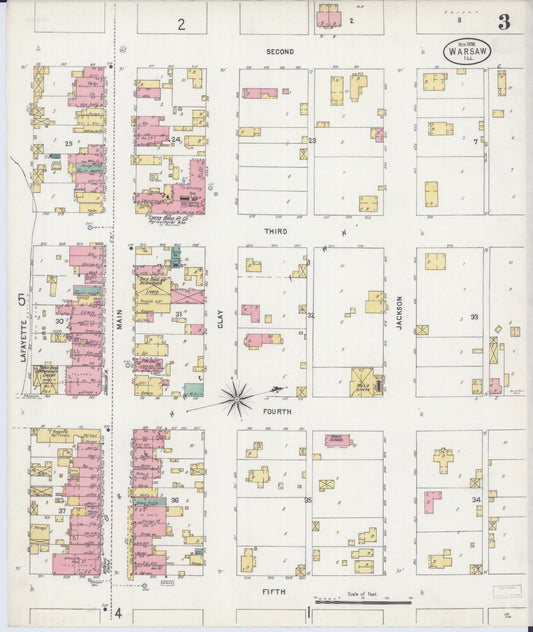 Sanborn Fire Insurance Map from Warsaw, Hancock County, Illinois (1898), Sheet #0003 - Historic Sanborn Fire Insurance Map Print, vintage old map wall art, antique decor, genealogy gift, Illinois Illinois map