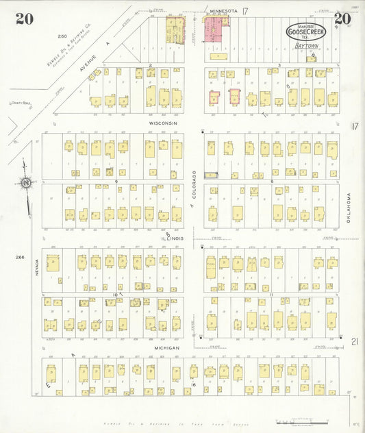 Sanborn Fire Insurance Map from Goose Creek, Harris County, Texas (1931), Sheet #0020 - Historic Sanborn Fire Insurance Map Print, vintage old map wall art, antique decor, genealogy gift, Texas Texas map