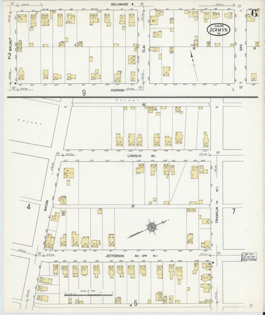 Sanborn Fire Insurance Map from Jermyn, Lackawanna County, Pennsylvania (1912), Sheet #0006 - Historic Sanborn Fire Insurance Map Print, vintage old map wall art, antique decor, genealogy gift, Pennsylvania Pennsylvania map
