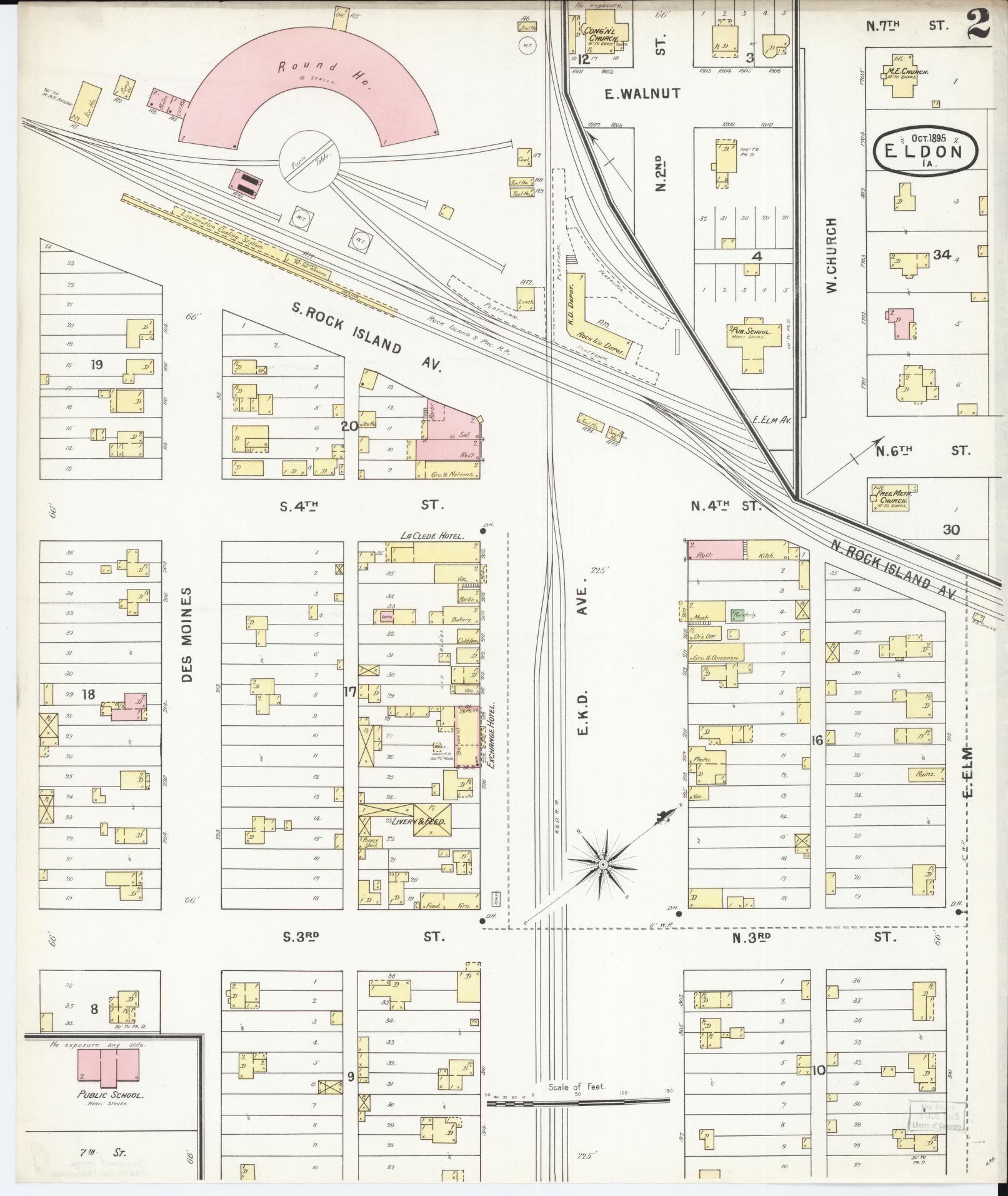 Sanborn Fire Insurance Map from Eldon, Wapello County, Iowa (1895), Sheet #0002 - Historic Sanborn Fire Insurance Map Print, vintage old map wall art