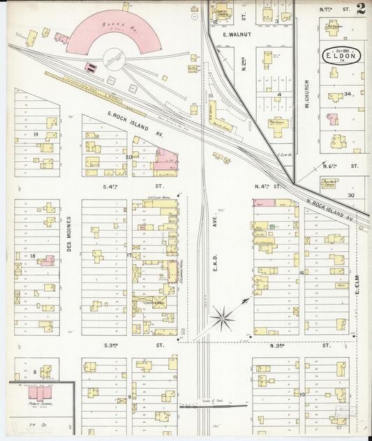 Sanborn Fire Insurance Map from Eldon, Wapello County, Iowa (1895), Sheet #0002 - Historic Sanborn Fire Insurance Map Print, vintage old map wall art