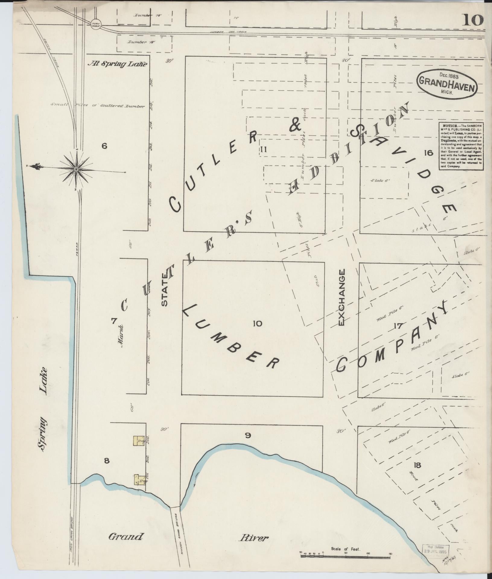 Sanborn Fire Insurance Map from Grand Haven, Ottawa County, Michigan (1883), Sheet #0010 - Complete Map Set gallery image, historic Sanborn map, vintage wall art, Michigan Michigan