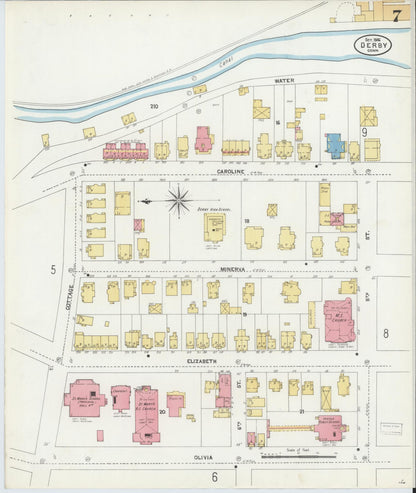 Sanborn Fire Insurance Map from Derby, New Haven County, Connecticut (1906), Sheet #0007 - Complete Map Set gallery image, historic Sanborn map, vintage wall art, Connecticut Connecticut