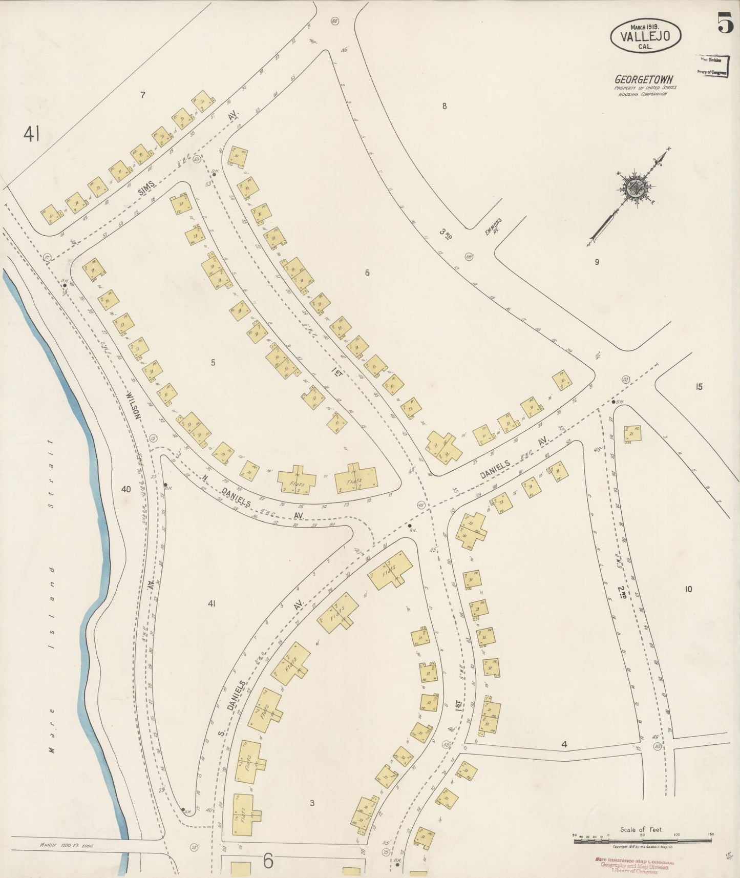 Sanborn Fire Insurance Map from Vallejo, Solano County, California (1919), Sheet #0005 - Complete Map Set gallery image, historic Sanborn map, vintage wall art, California California