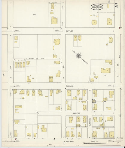 Sanborn Fire Insurance Map from Waycross, Ware County, Georgia (1913), Sheet #0005 - Complete Map Set gallery image, historic Sanborn map, vintage wall art, Georgia Georgia