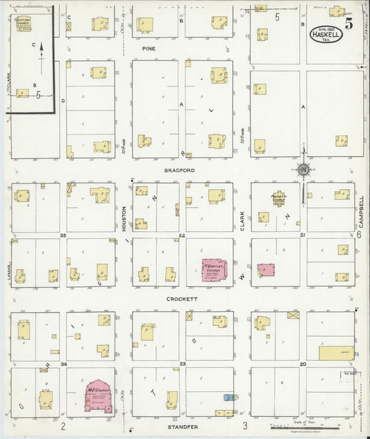 Sanborn Fire Insurance Map from Haskell, Haskell County, Texas (1921), Sheet #0005 - Historic Sanborn Fire Insurance Map Print, vintage old map wall art, antique decor, genealogy gift, Texas Texas map