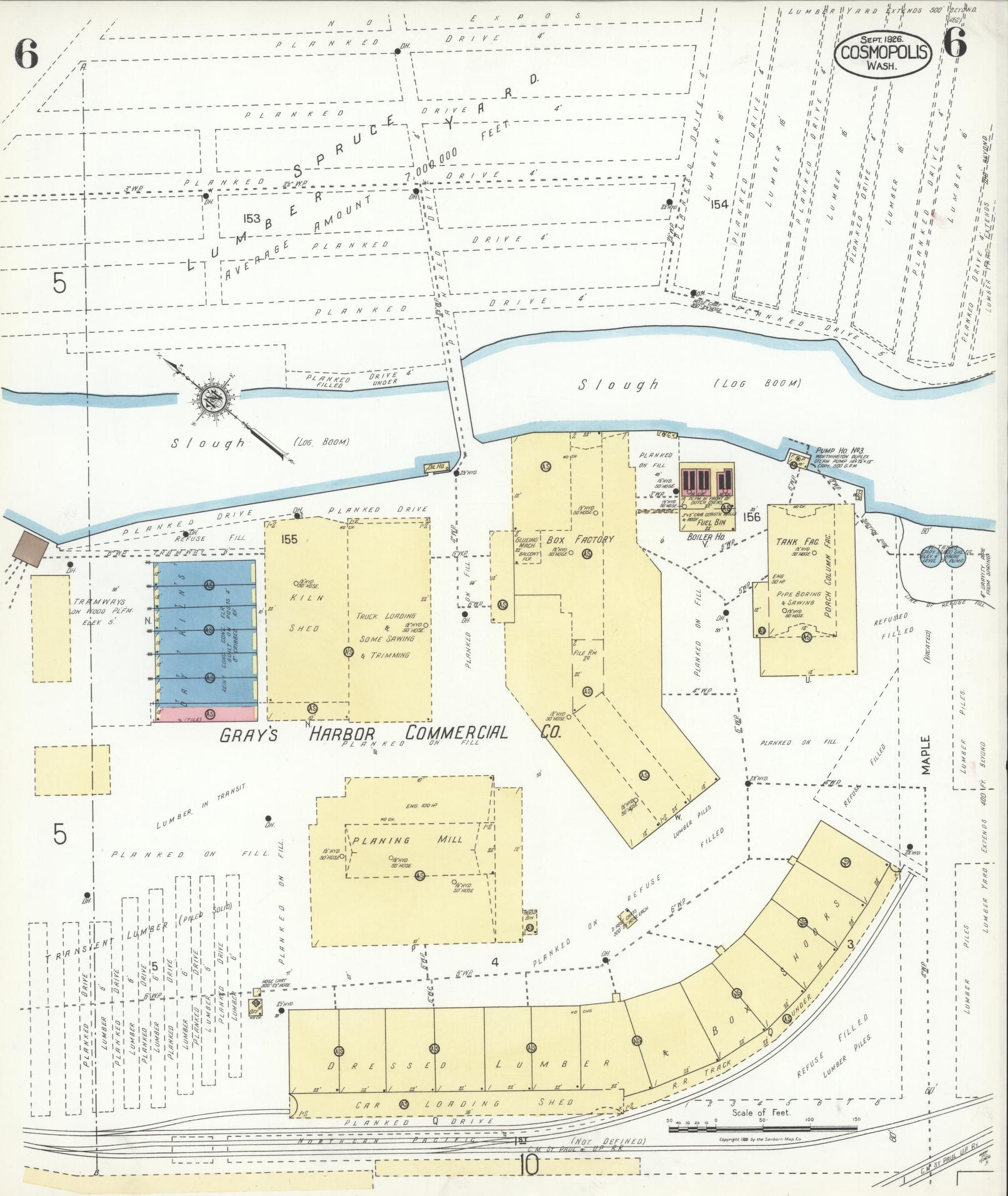 Sanborn Fire Insurance Map from Cosmopolis, Grays Harbor County, Washington (1926), Sheet #0006 - Complete Map Set gallery image, historic Sanborn map, vintage wall art, Washington Washington