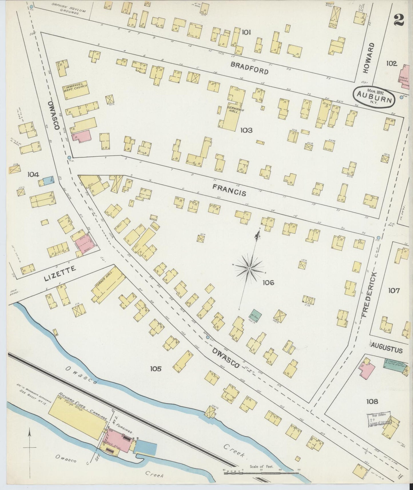 Sanborn Fire Insurance Map from Auburn, Cayuga County, New York (1892), Sheet #0002 - Complete Map Set gallery image, historic Sanborn map, vintage wall art, New York New York