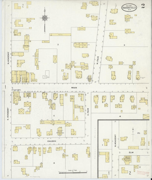 Sanborn Fire Insurance Map from Brookfield, Madison County, New York (1910), Sheet #0002 - Historic Sanborn Fire Insurance Map Print, vintage old map wall art, antique decor, genealogy gift, New York New York map