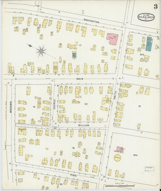 Sanborn Fire Insurance Map from Herkimer, Herkimer County, New York (1895), Sheet #0003 - Historic Sanborn Fire Insurance Map Print, vintage old map wall art, antique decor, genealogy gift, New York New York map