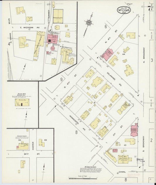 Sanborn Fire Insurance Map from McComb, Pike County, Mississippi (1913), Sheet #0007 - Historic Sanborn Fire Insurance Map Print, vintage old map wall art, antique decor, genealogy gift, Mississippi Mississippi map