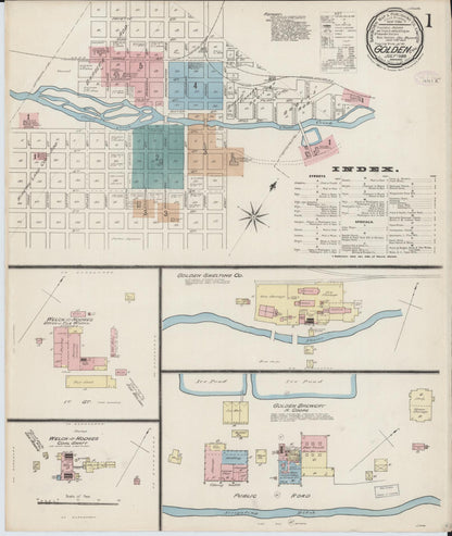 Sanborn Fire Insurance Map from Golden, Jefferson County, Colorado (1886), Sheet #0001 - Complete Map Set gallery image, historic Sanborn map, vintage wall art, Colorado Colorado