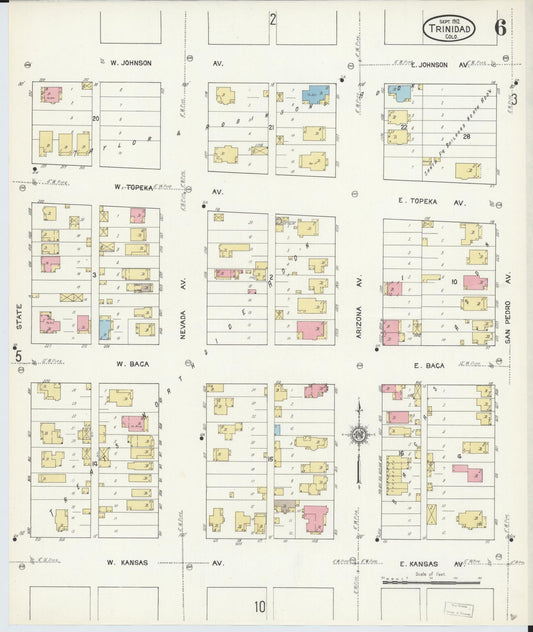 Sanborn Fire Insurance Map from Trinidad, Las Animas County, Colorado (1912), Sheet #0006 - Historic Sanborn Fire Insurance Map Print, vintage old map wall art, antique decor, genealogy gift, Colorado Colorado map